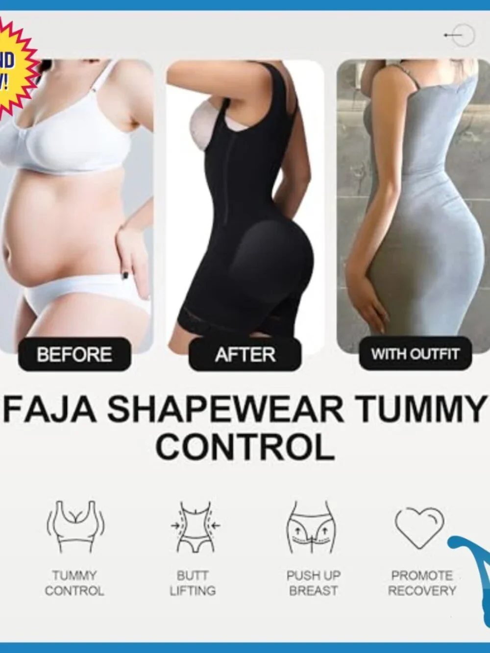 X-Small Shapewear Bodysuit Tummy Control Postpartum Compression Garment